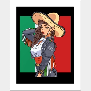 Mexican Girl Pride Mariachi Sombrero Viva Mexico Posters and Art